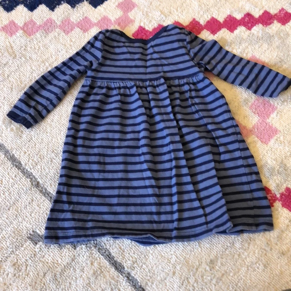 Old Navy Baby Girl Blue Striped Long Sleeve Dress Size 6-12 Months